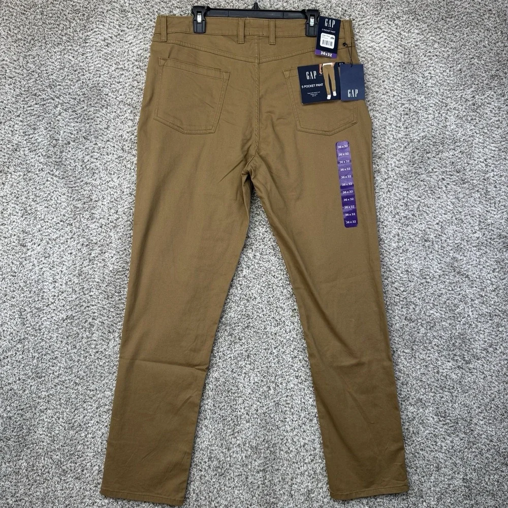 NEW Gap 5 Pocket Pants Men's Size 36x32 Maple Sugar Brown Slim Fit Classic Style